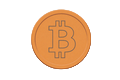Bitcoin Kryptowährungs-Logo als orange Münze mit B-Symbol